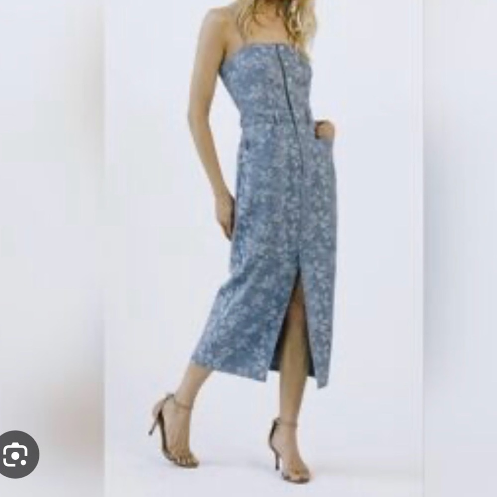 Storia Denim Blue Floral Midi Dress